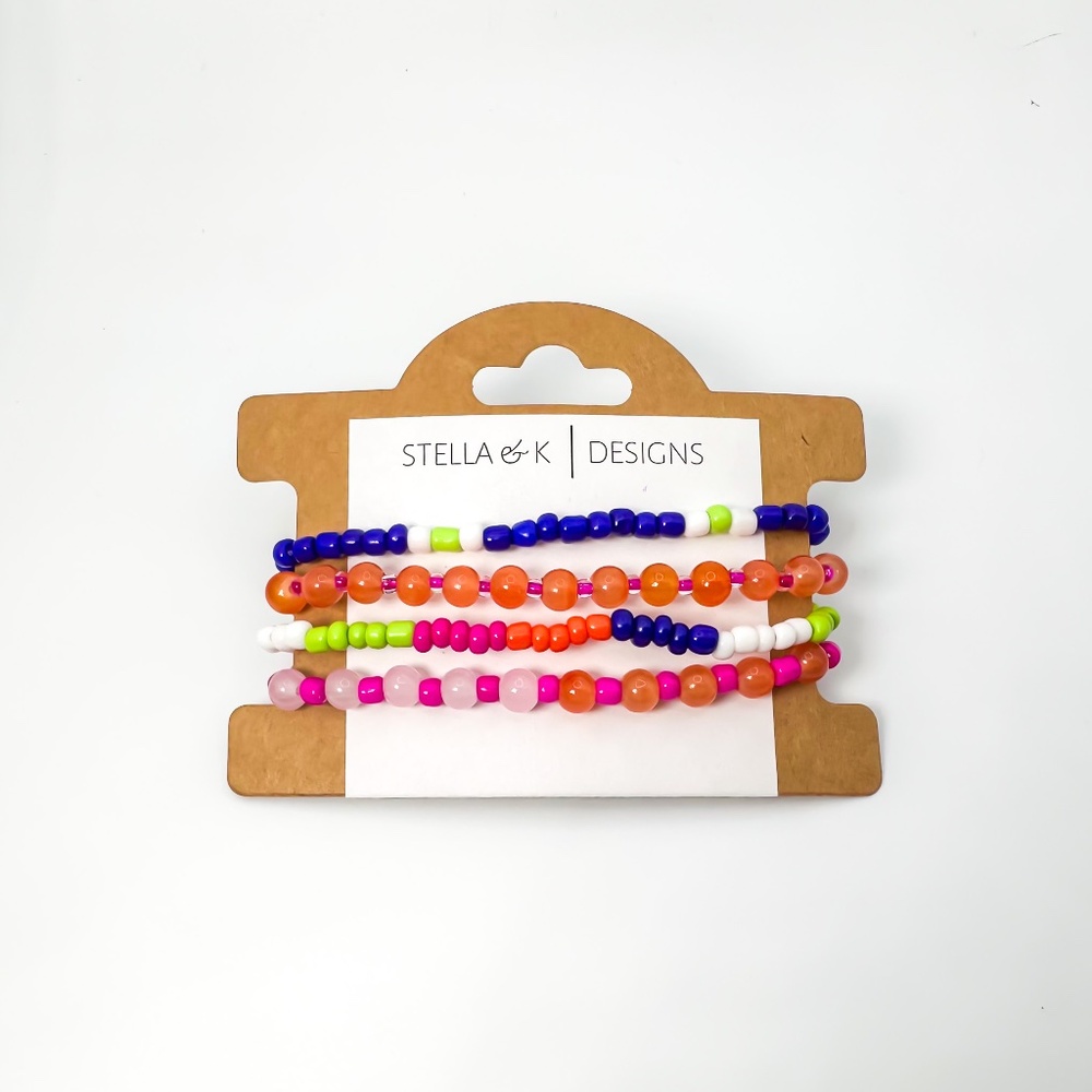 Set of 4 Hand Beaded Bracelets